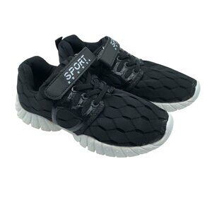 PhiFA Boys Sneakers Mesh Athletic Hook & Loop Black Size 33 US 2